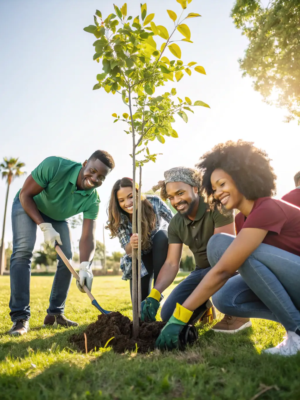 A photograph of participants planting trees during a reforestation event organized by CHLOROPHYLLE, showcasing community involvement and environmental restoration efforts.